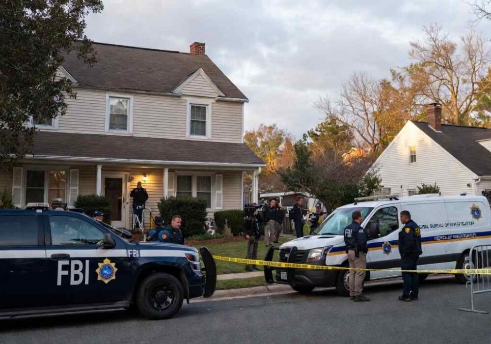 FBI-Raids-Washington-Post-Reporter-FBI-agents-outside-journalist-home-during-controversial-raid-on-Washington-Post-reporter-Hannah-Natanson-in-Virginia-2026