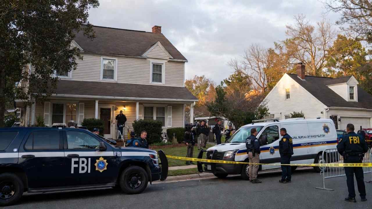 FBI-Raids-Washington-Post-Reporter-FBI-agents-outside-journalist-home-during-controversial-raid-on-Washington-Post-reporter-Hannah-Natanson-in-Virginia-2026